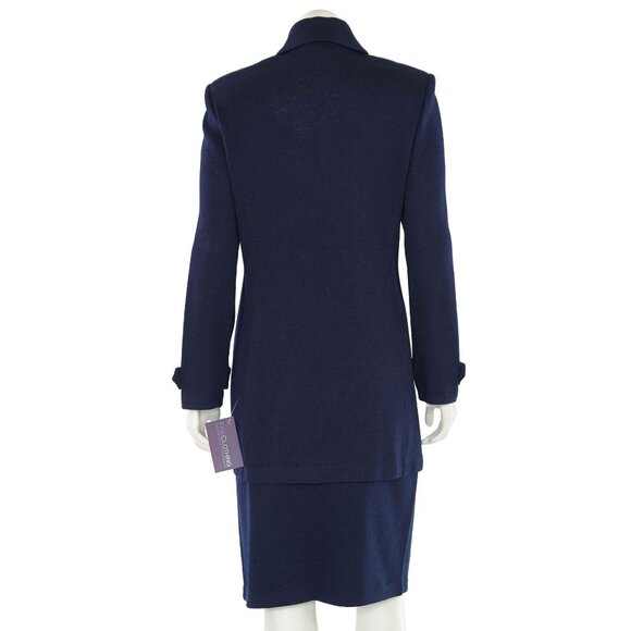 St. John Collection 2Pc Long Navy Double-Breasted Jacket & Skirt Suit sz 6/4 - Picture 9 of 13
